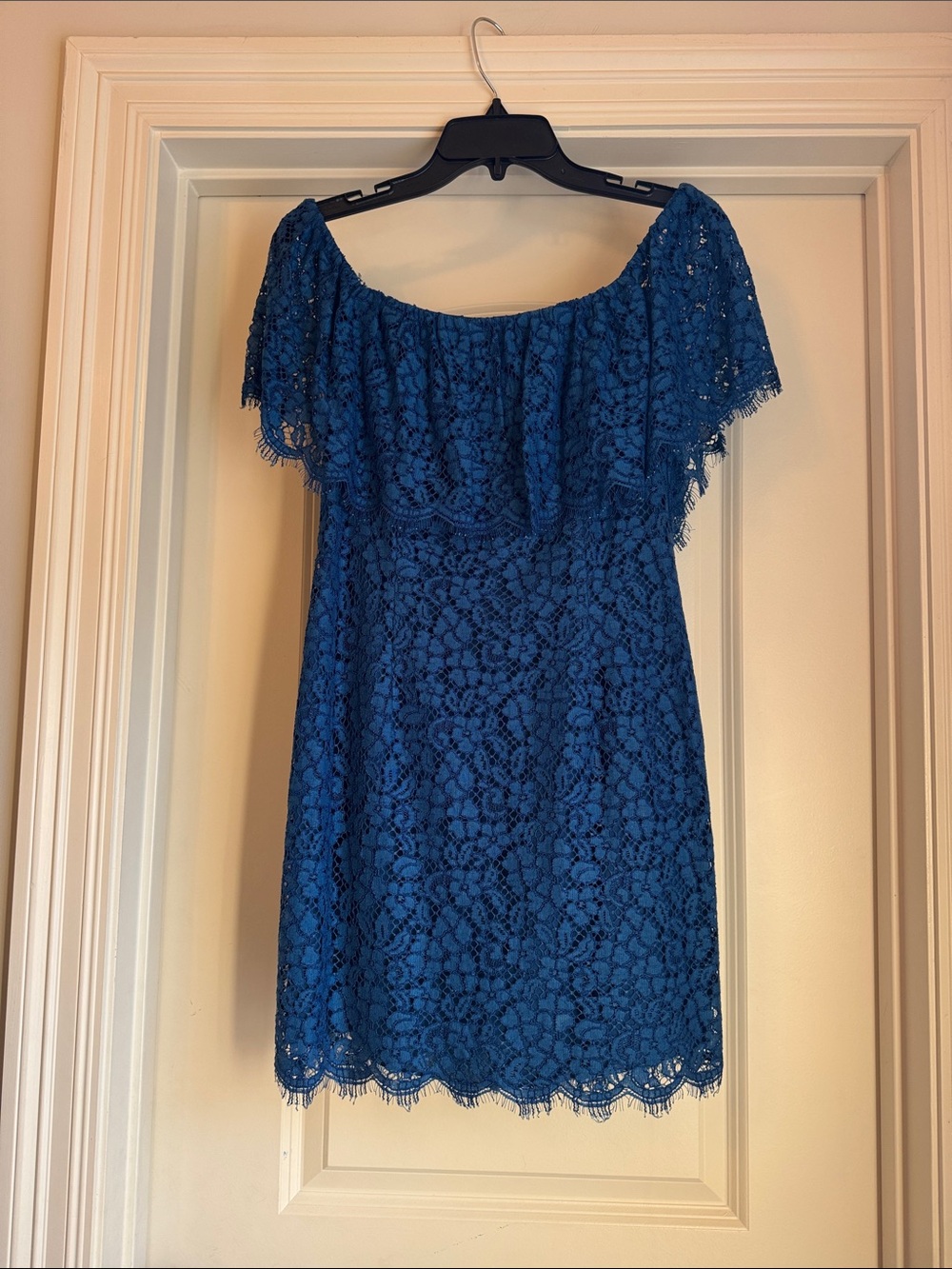 Rachel Zoe Royal Blue Lace Off-Shoulder Mini Dress